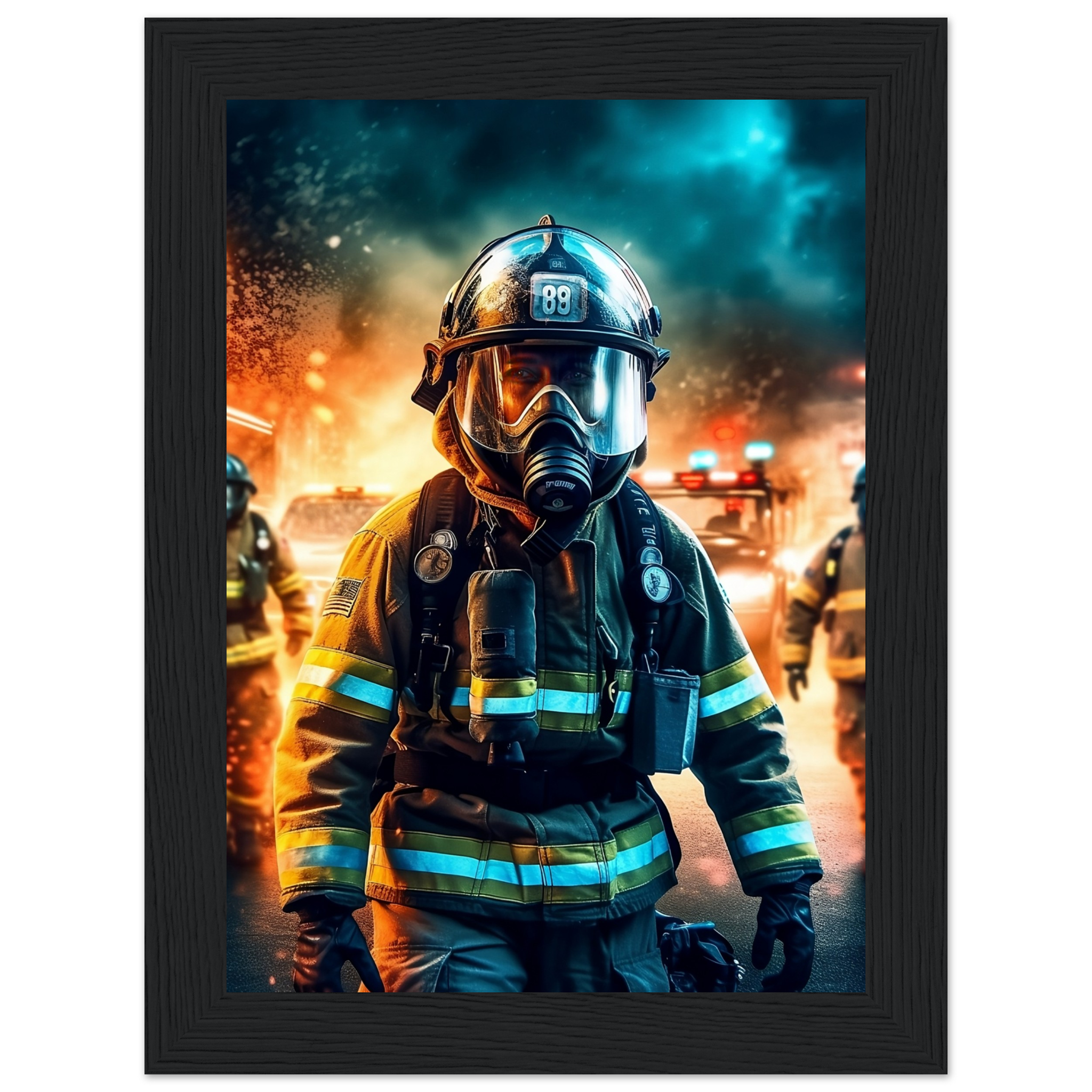 Poster premium en papier mat encadré en bois First Responder