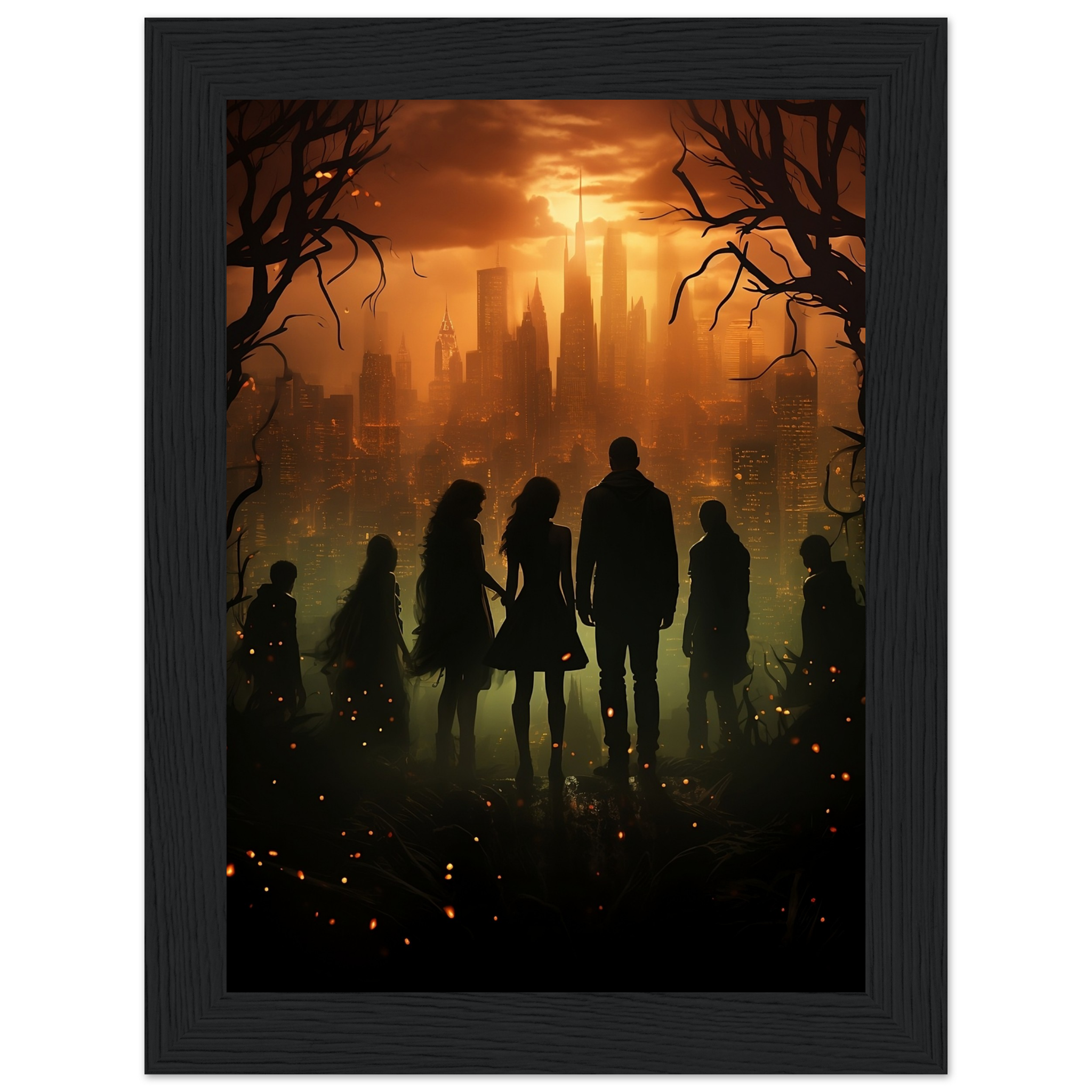Poster premium en papier mat encadré en bois SHADOW WORLD