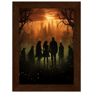 Poster premium en papier mat encadré en bois SHADOW WORLD