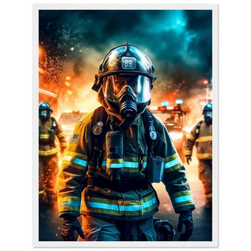 Poster premium en papier mat encadré en bois First Responder