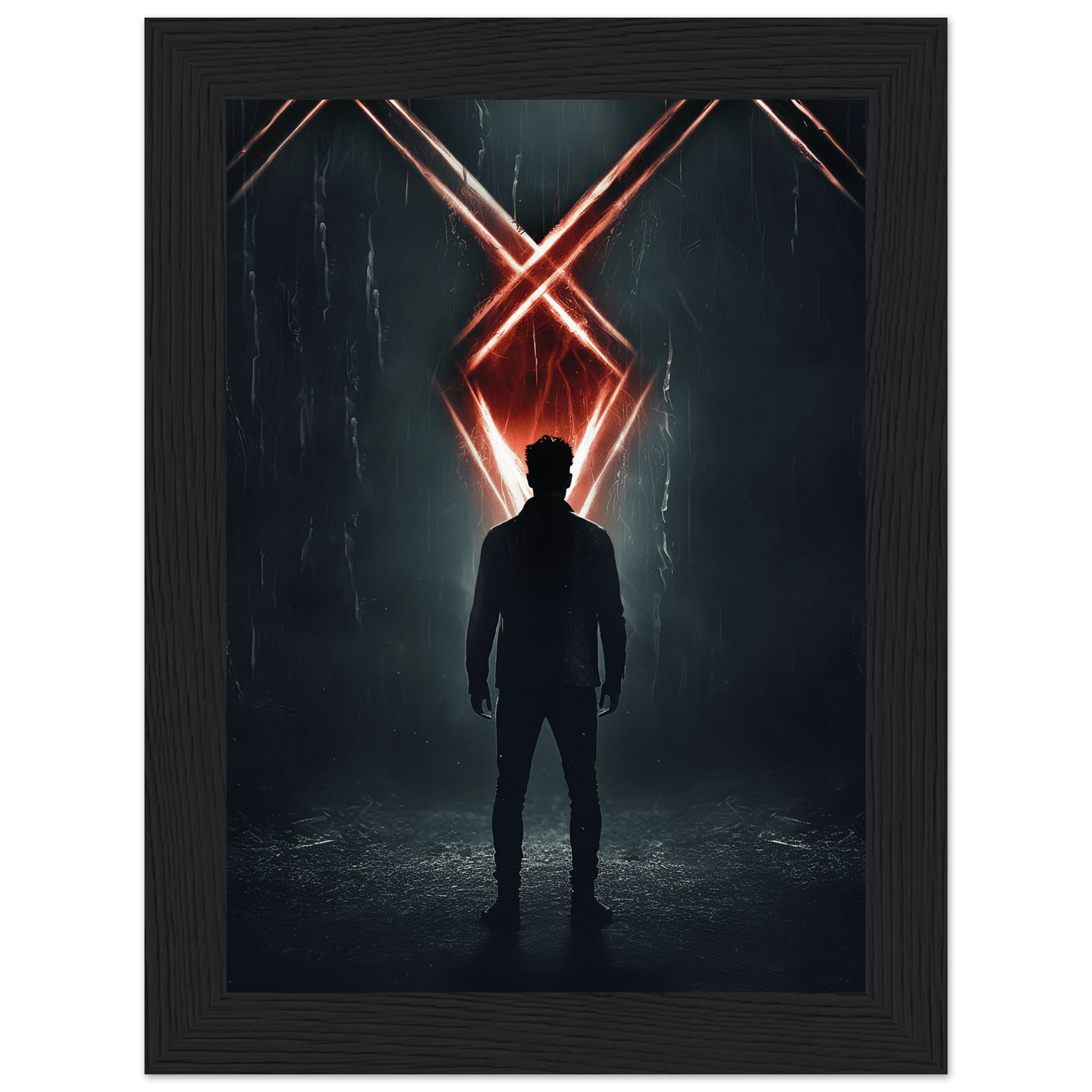 Poster premium en papier mat encadré en bois RUNES