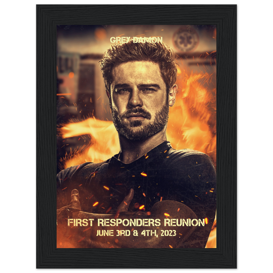 Poster premium en papier mat encadré en bois GREY DAMON