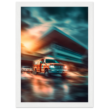 Poster premium en papier mat encadré en bois Emergency