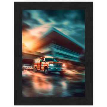 Poster premium en papier mat encadré en bois Emergency