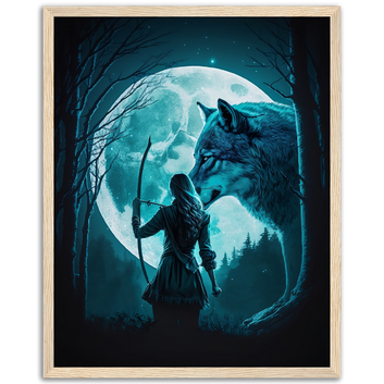 Poster premium en papier mat encadré en bois HUNTERS