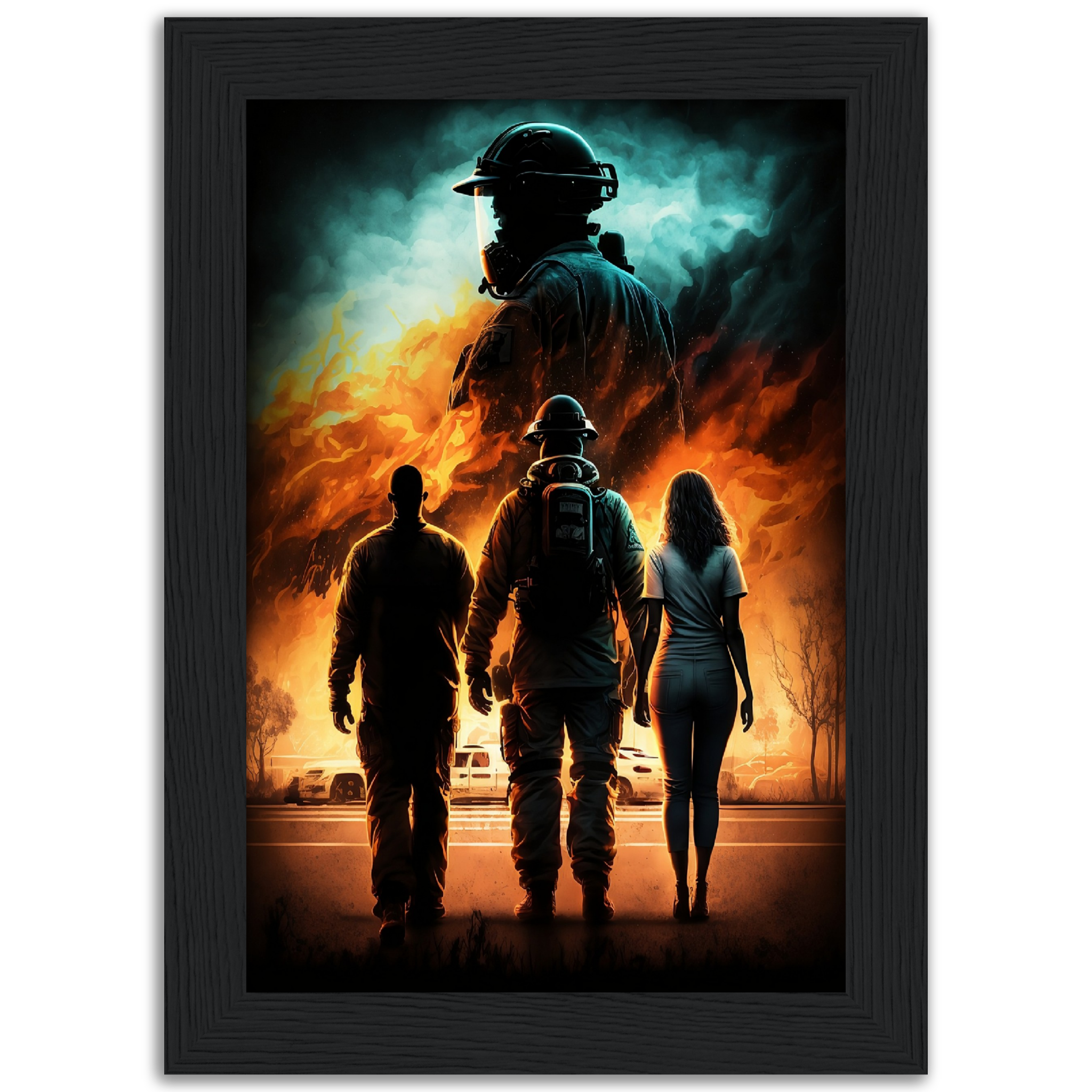 Poster premium en papier mat encadré en bois Pure Fire