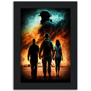 Poster premium en papier mat encadré en bois Pure Fire