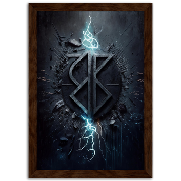 Poster premium en papier mat encadré en bois Rune n*1