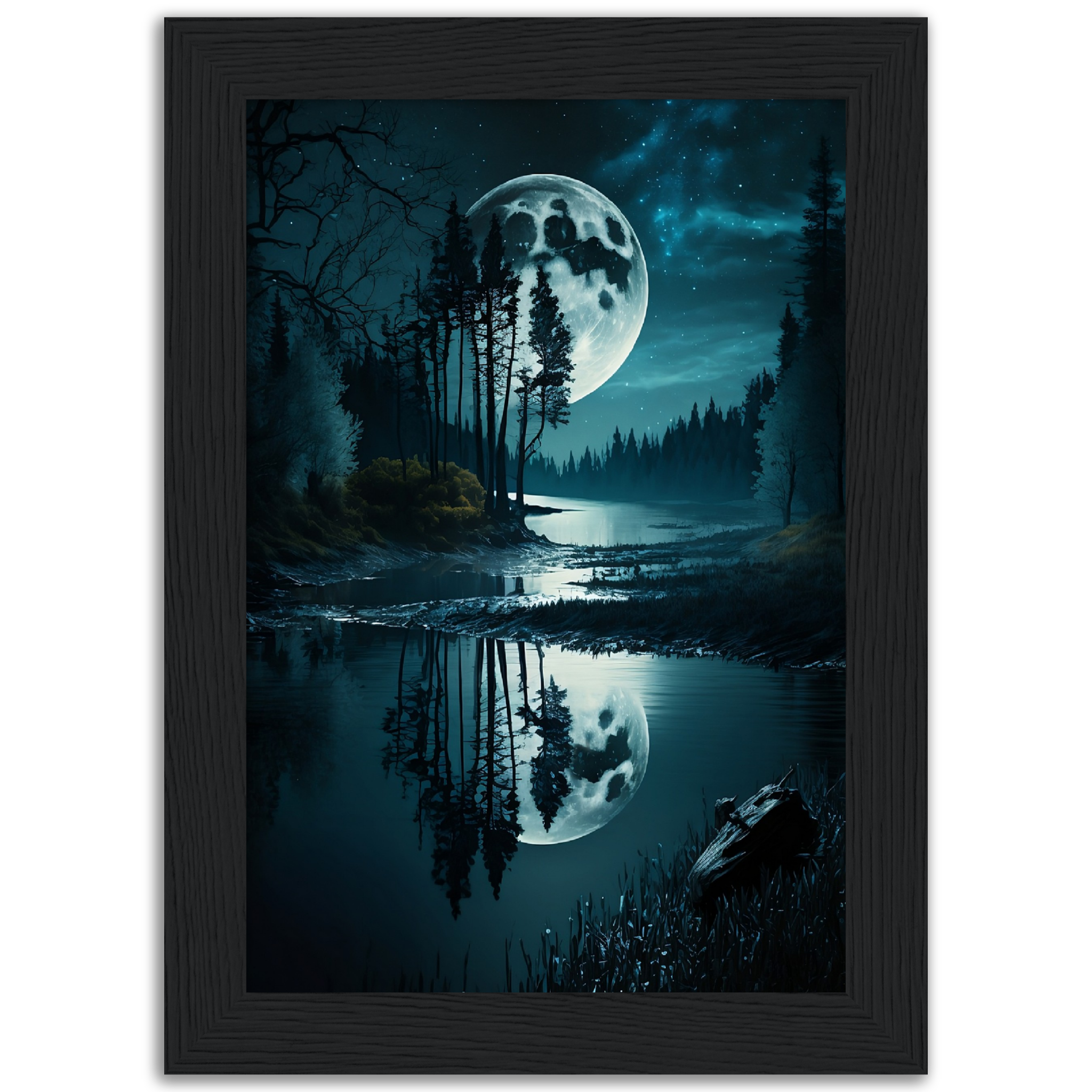 FULLMOON wooden framed premium matte paper poster