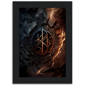 Premium poster in matte paper framed in wood Rune n*2