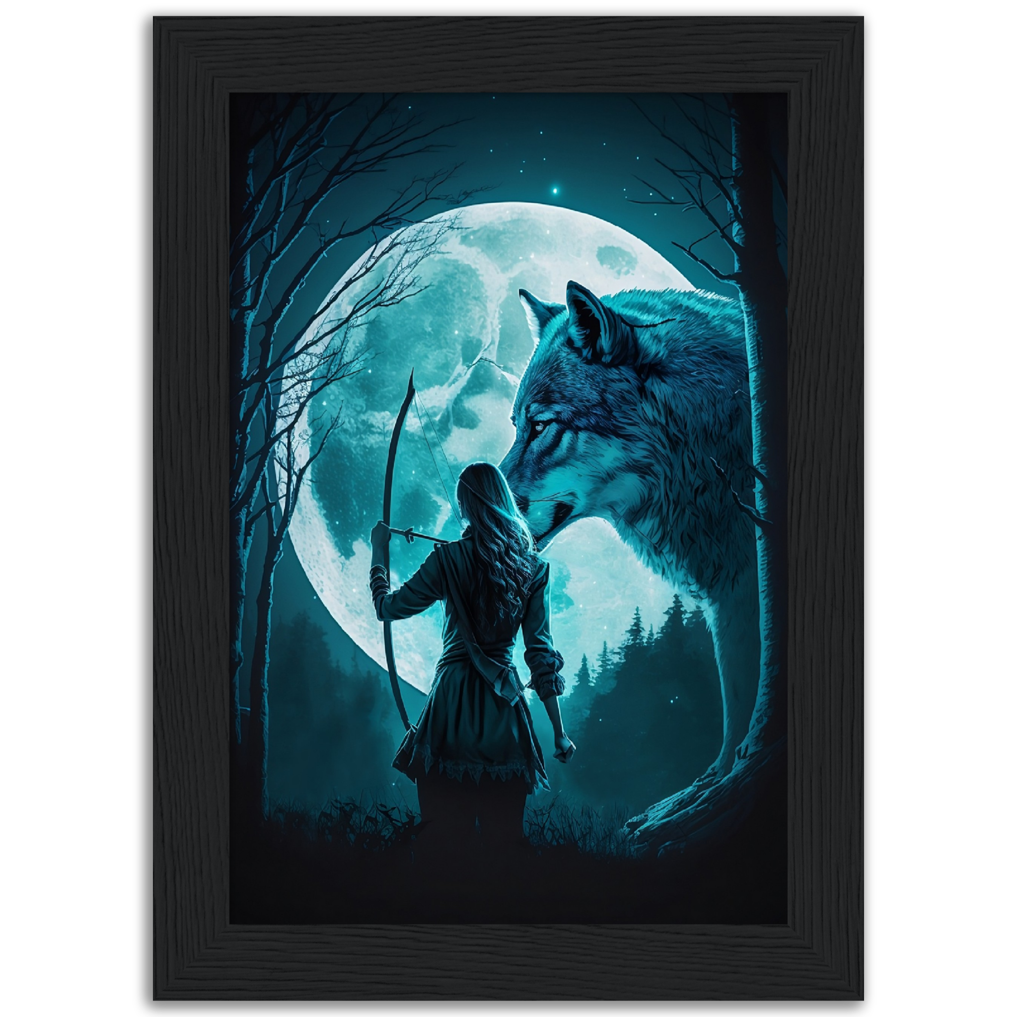 Poster premium en papier mat encadré en bois HUNTERS