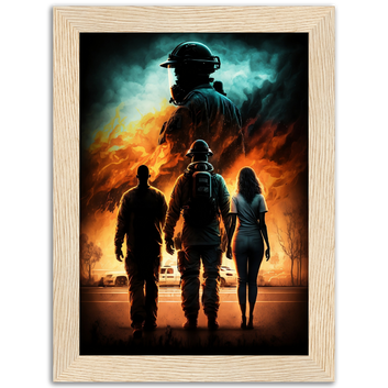 Poster premium en papier mat encadré en bois Pure Fire