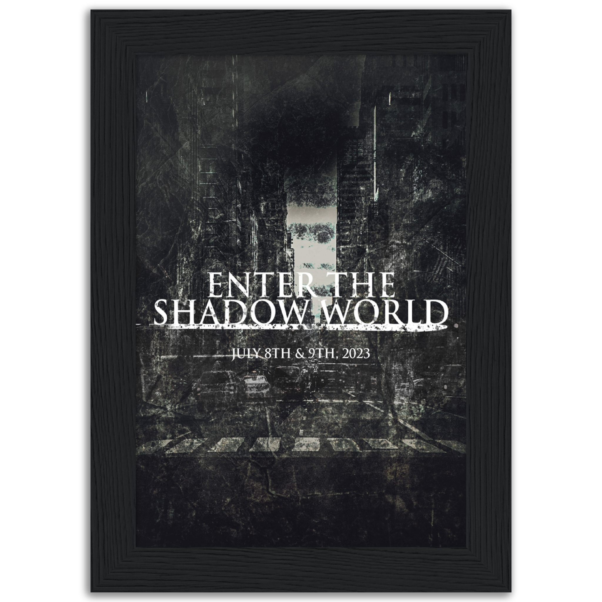 Poster premium en papier mat encadré en bois Enter The Shadow World