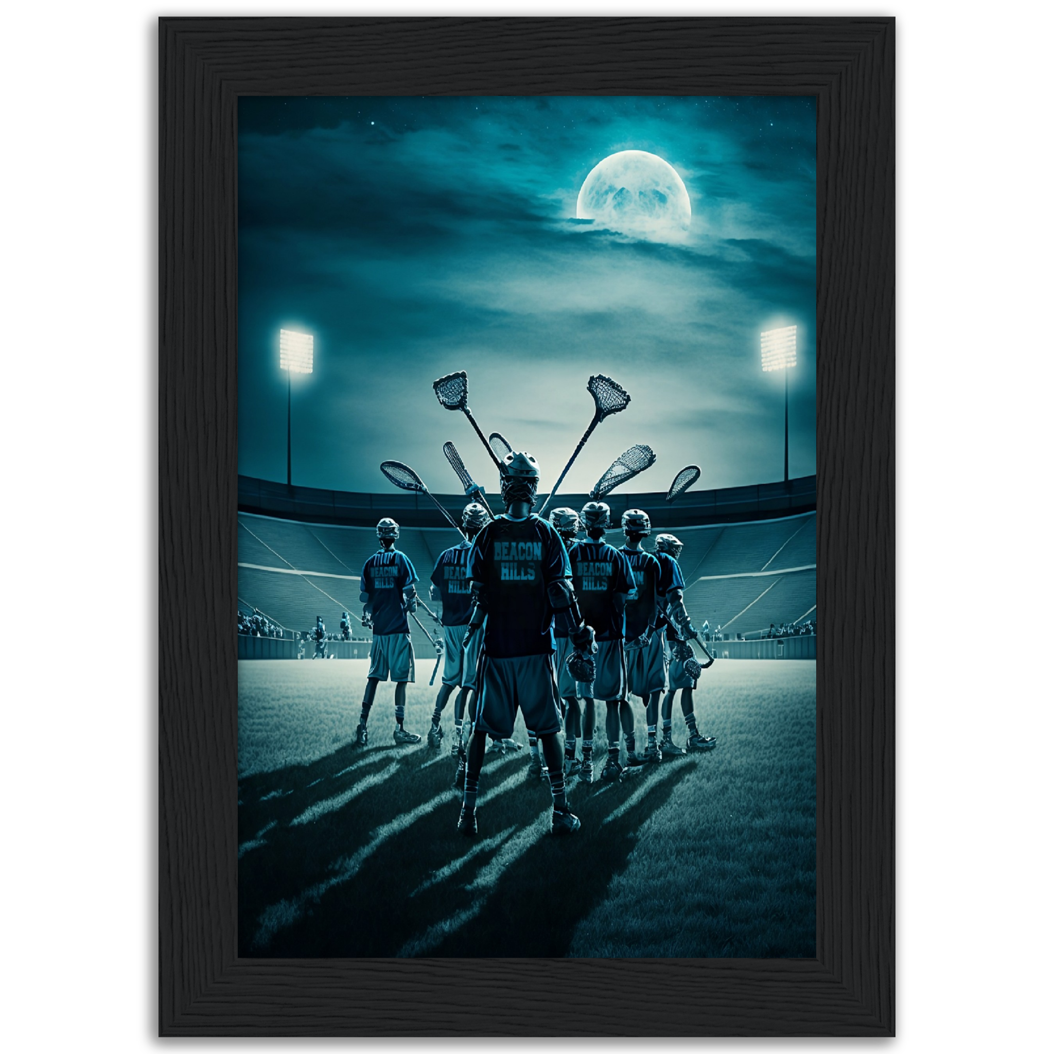 Poster premium en papier mat encadré en bois LACROSSE