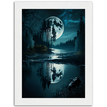 Poster premium en papier mat encadré en bois FULLMOON