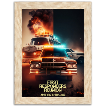 Poster premium en papier mat encadré en bois First Responders Reunion