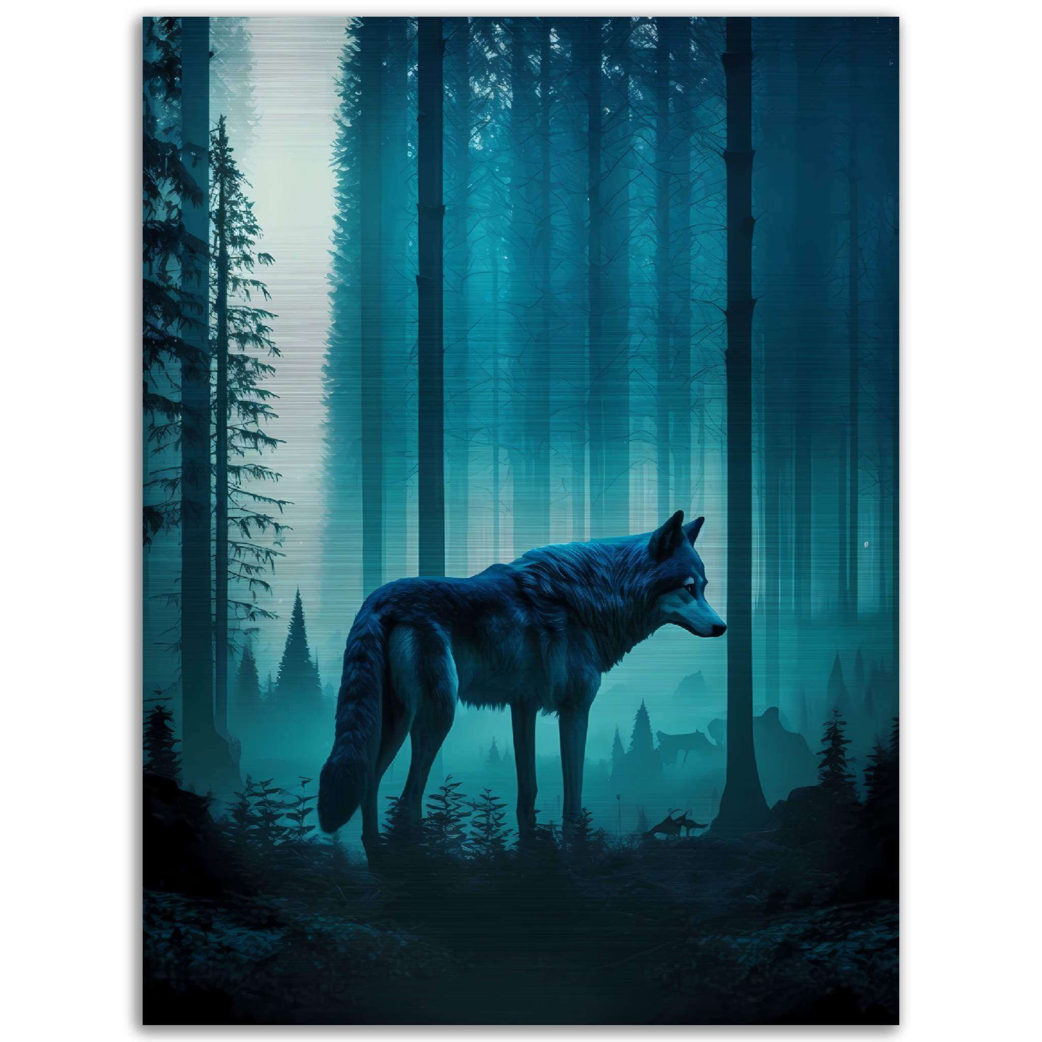 Tableau en aluminium brossé "Wolf in the woods" - ÉDITION LIMITÉE