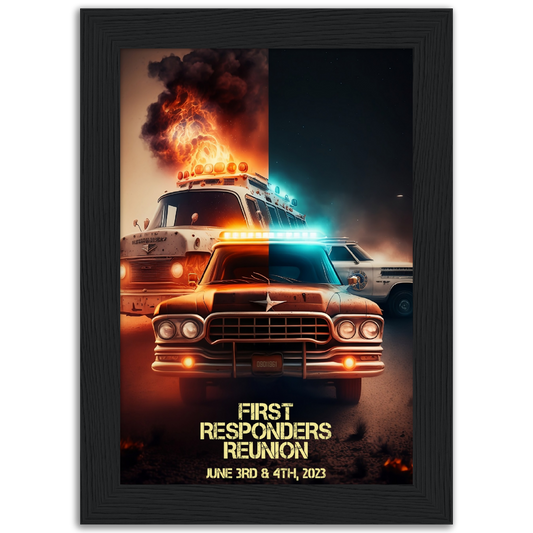 Poster premium en papier mat encadré en bois First Responders Reunion